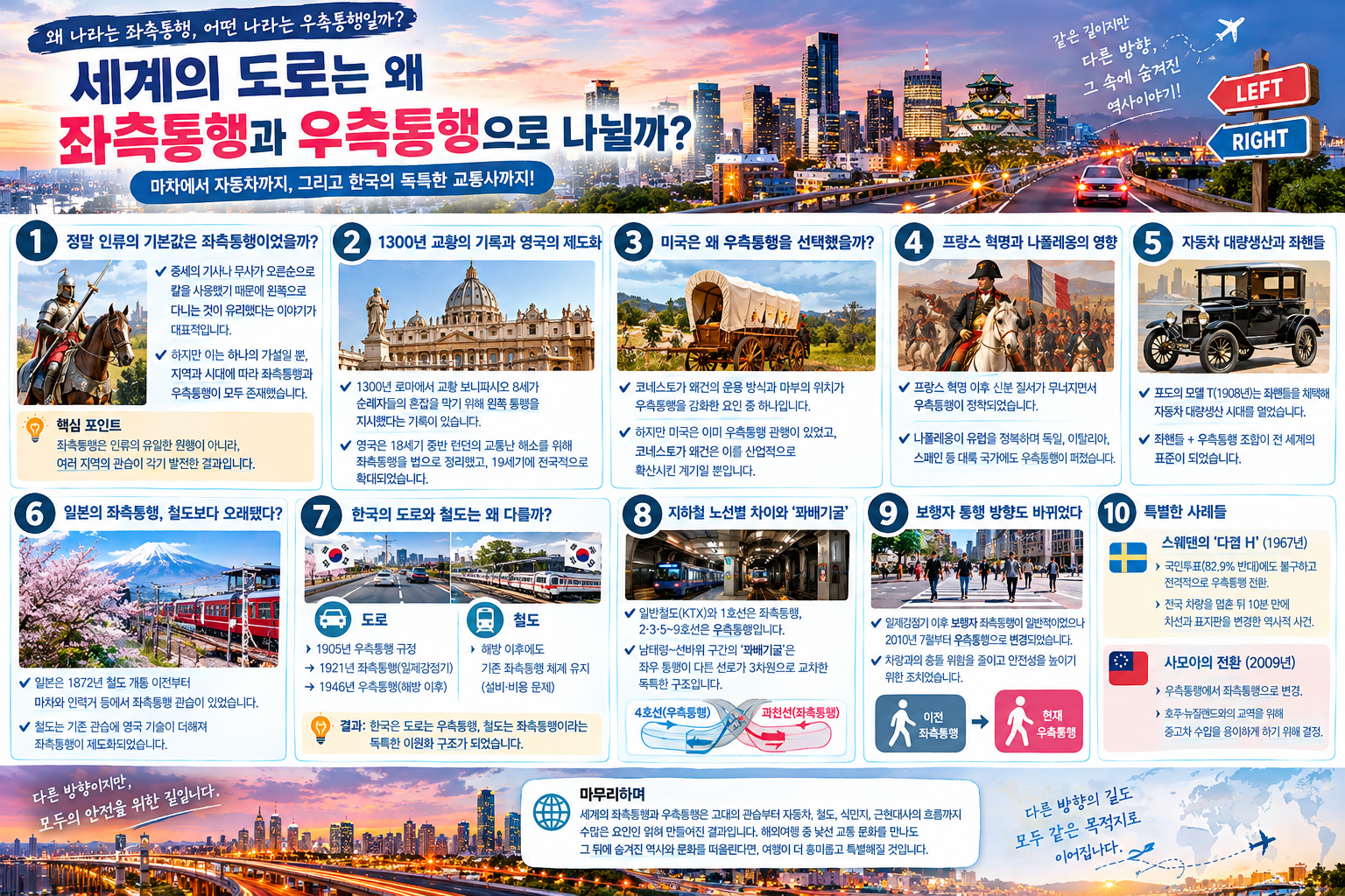 세계의 도로는 왜 좌측통행과 우측통행으로 나뉠까??