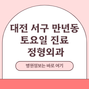 대전 서구 만년동 토요일 정형외과 진료 병원