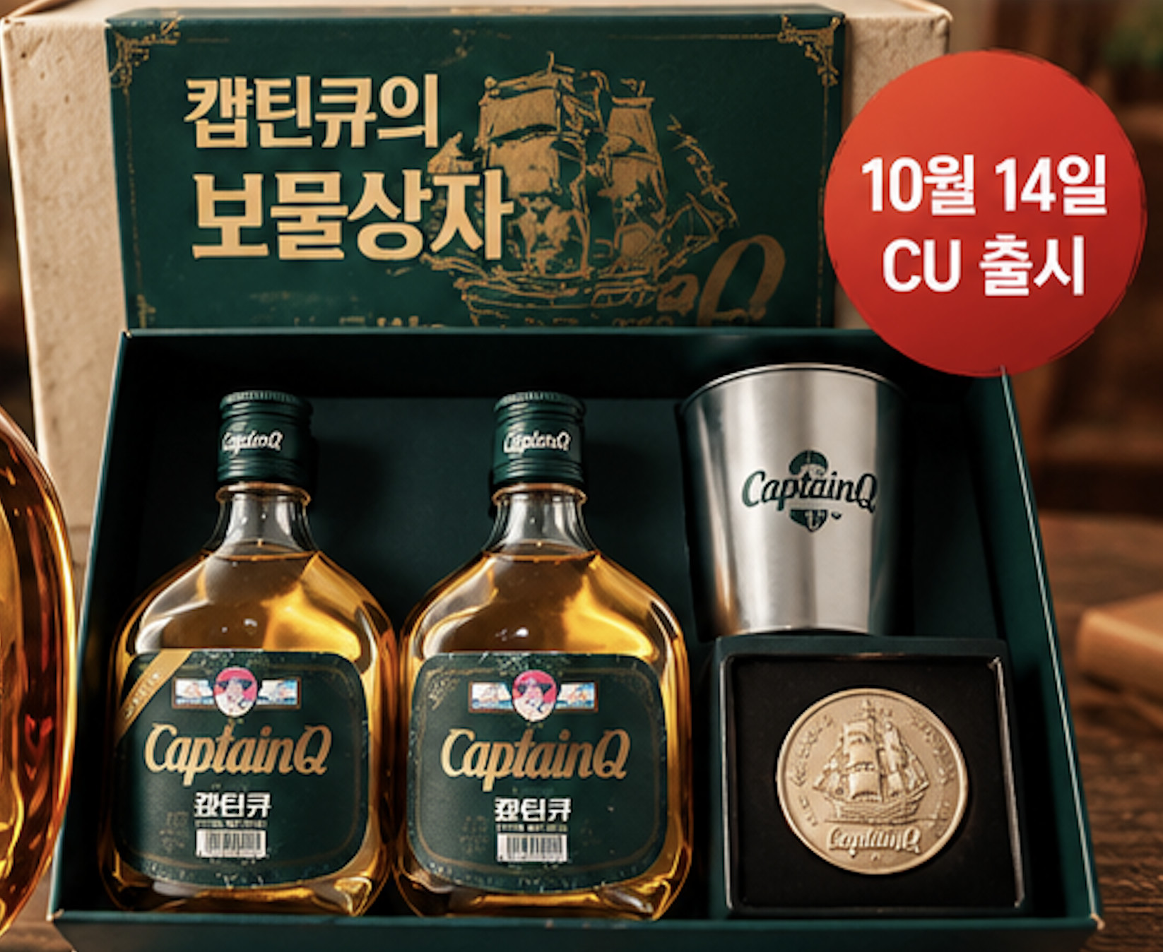 캡틴큐 보물상자 패키지와 순은 주화