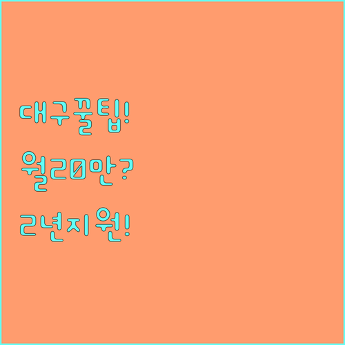 대구 청년월세 월 최대 20만 원 2..