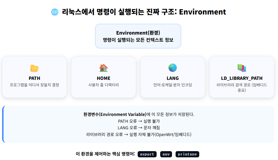 ๋ฆฌ๋
์ค ํ๊ฒฝ(Environment)๊ณผ ํ๊ฒฝ๋ณ์ ๊ฐ๋
์ ์์ฝ
