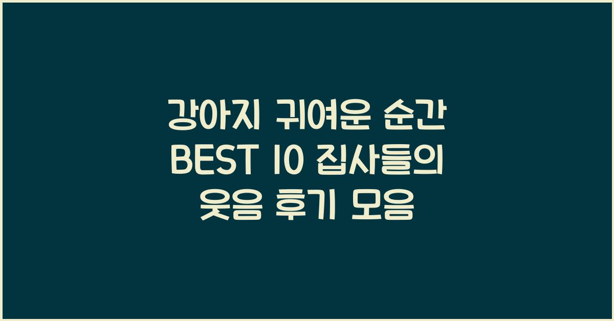 강아지 귀여운 순간 BEST 10! 집사들의 웃음 터지는 후기
