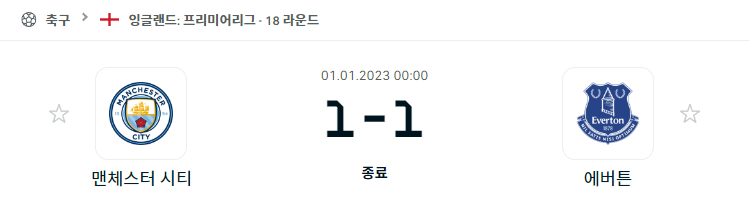 잉글랜드 프리미어리그 18라운드, 맨체스터시티 에버튼 경기