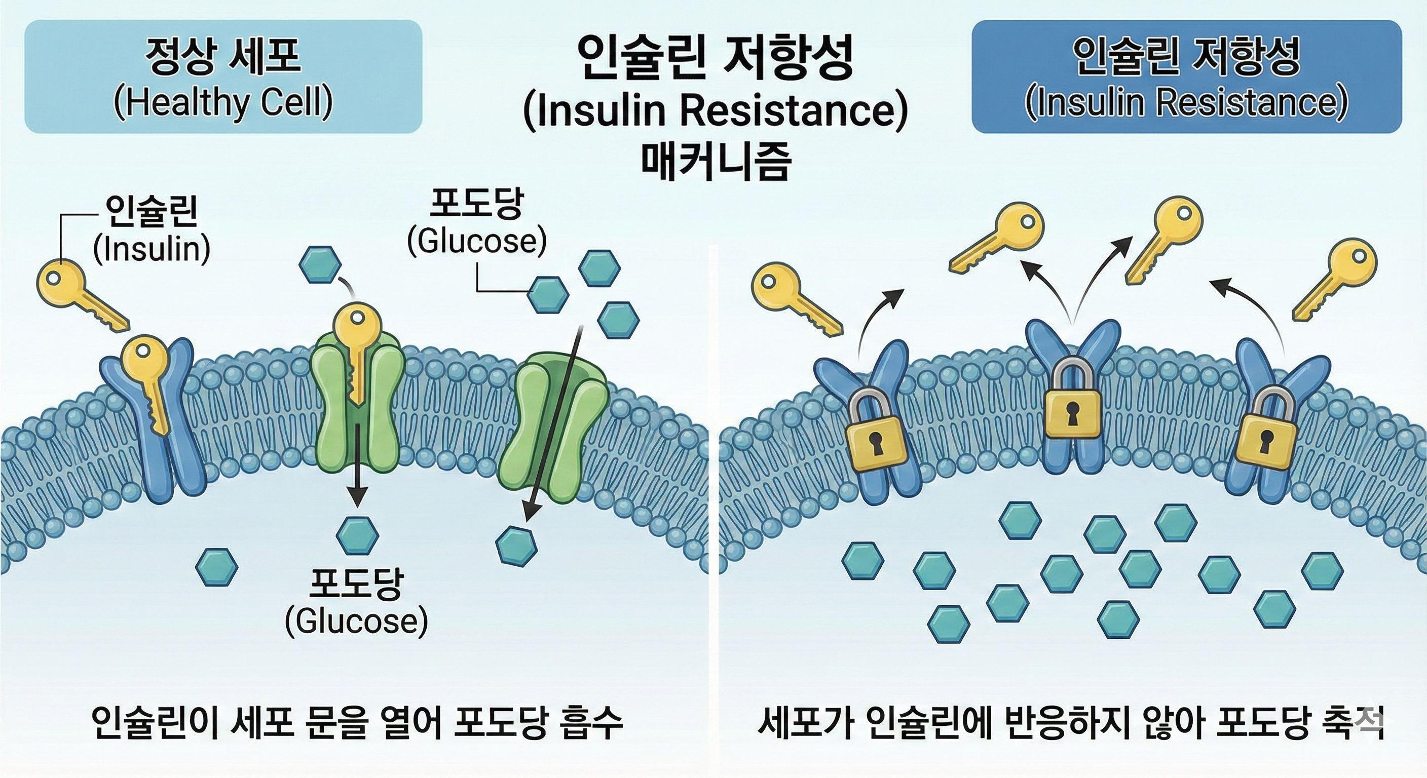 인슐린 저항성 메커니즘 도식화 이미지
