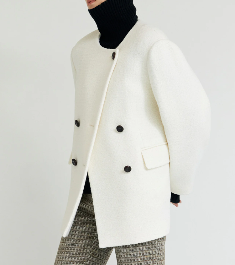 친밀한 리플리 53회&middot;54회 이시아(차정원) 코트｜AMR LONDON Marang Wool Short Coat ❘ Ivory