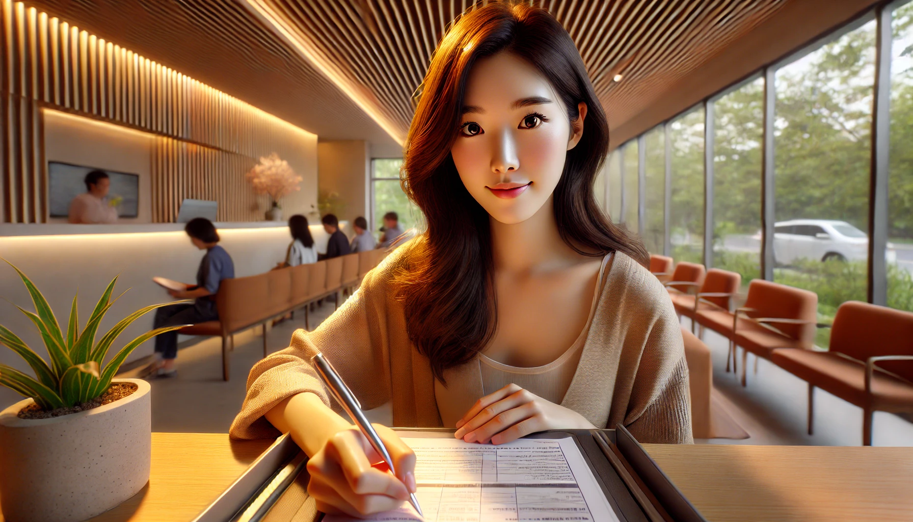 신청하는 여자