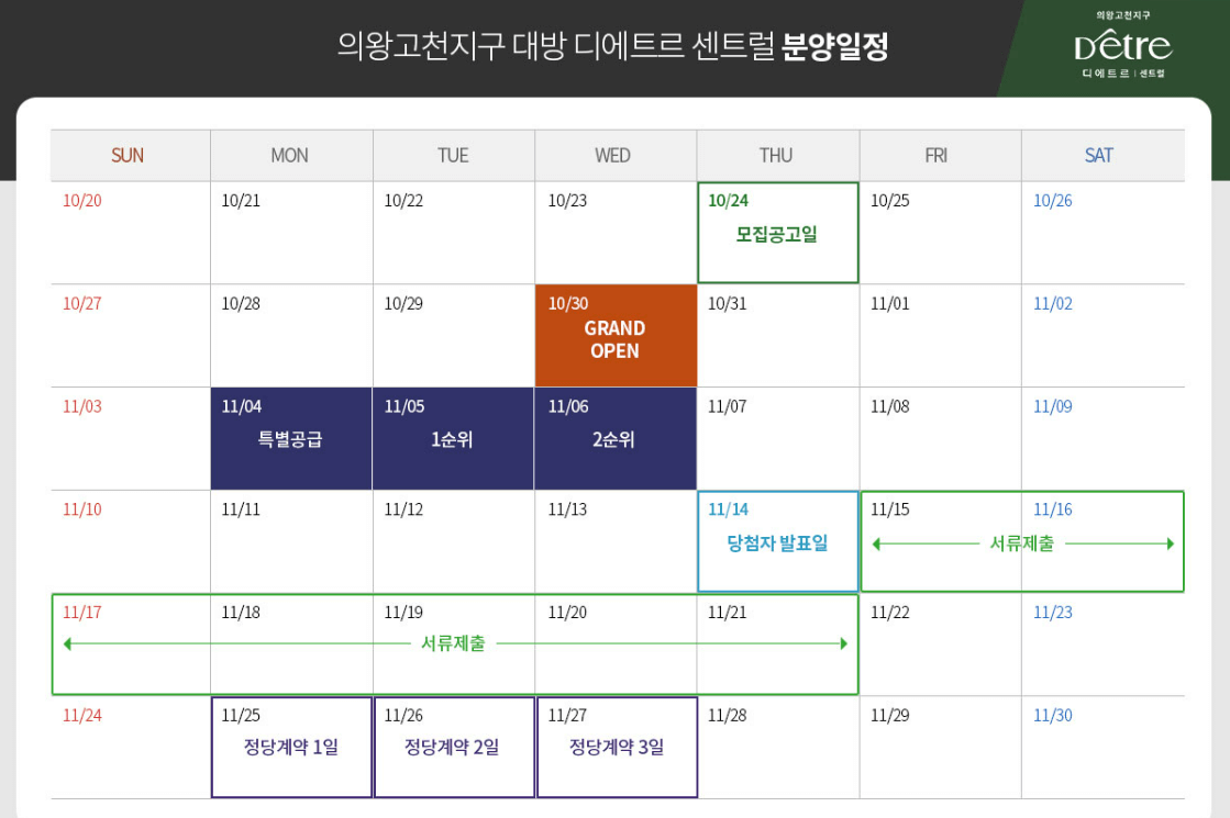 의왕고천지구 대방 디에트르 센트럴 분양가 모델하우스 견본주택