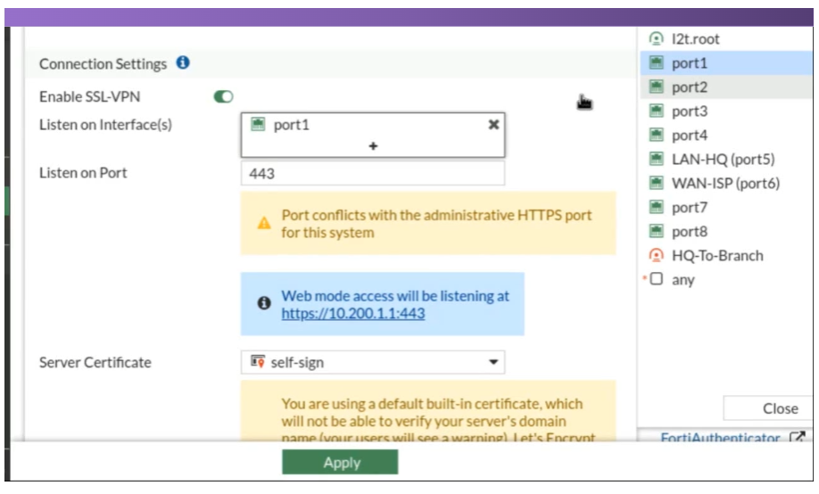 SSL-VPN Settings 구성