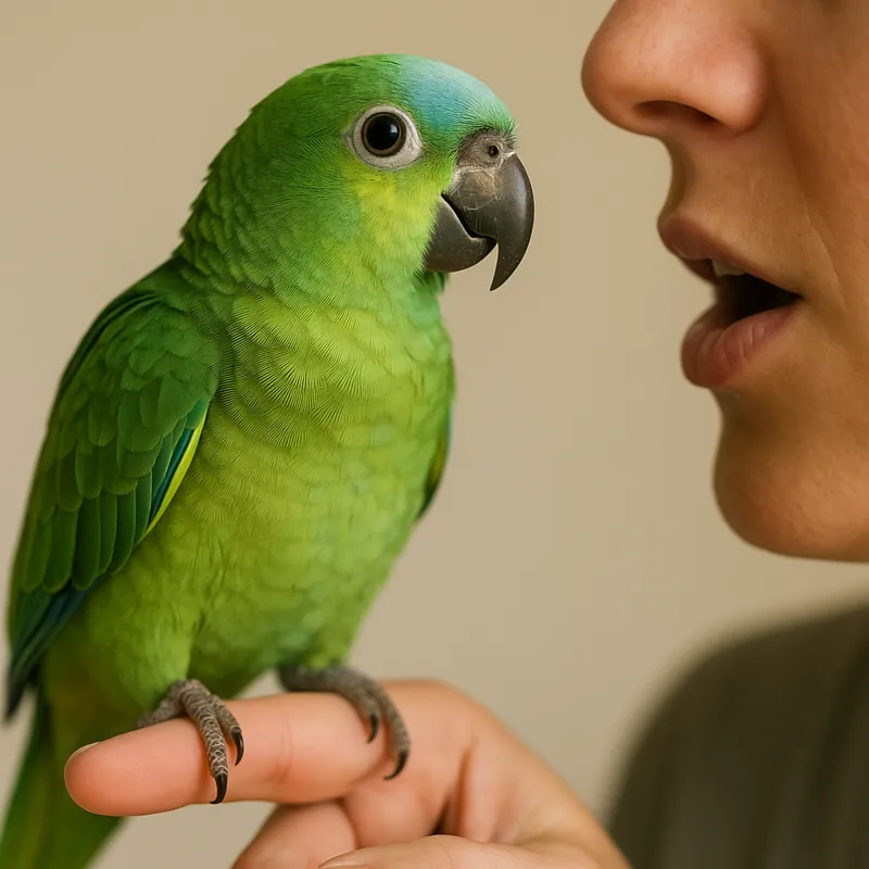앵무새가-사람의-말을-따라-하는-과학적-원리를-시각적으로-표현한-이미지로-사람과-앵무새가-교감하는-모습