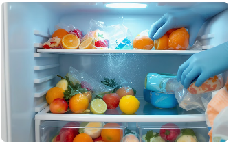 냉장고를 정리하는 모습