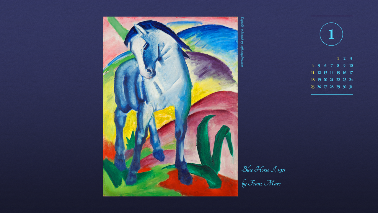 08 푸른 말 I A - 2026년1월 달력배경화면