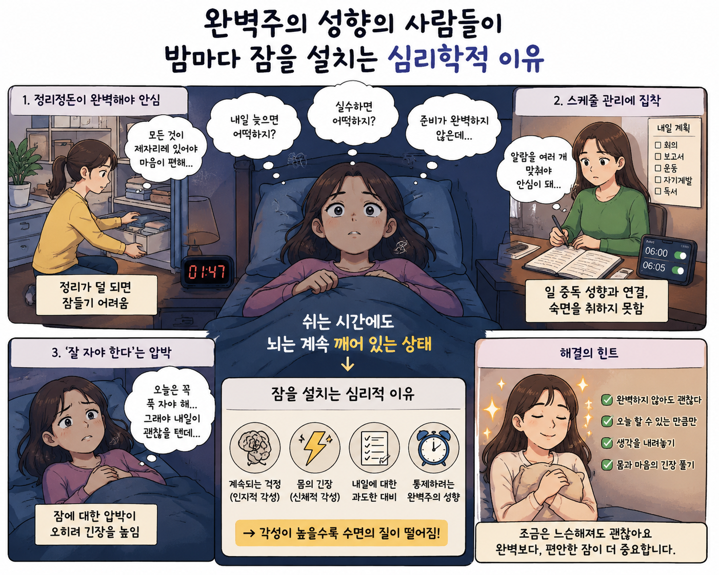 완벽주의자들의 잠을 설치는 심리학적 이유