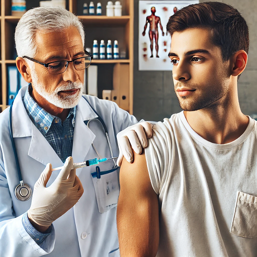 청소년 성인 예방주사 맞는 모습