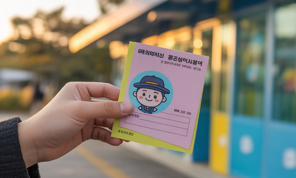 MZ세대의 투표 인증용지 문화: 인기 캐릭터 스탬프와 K-Pop 포토카드를 활용한 활기찬 SNS 투표 인증샷 촬영 장면