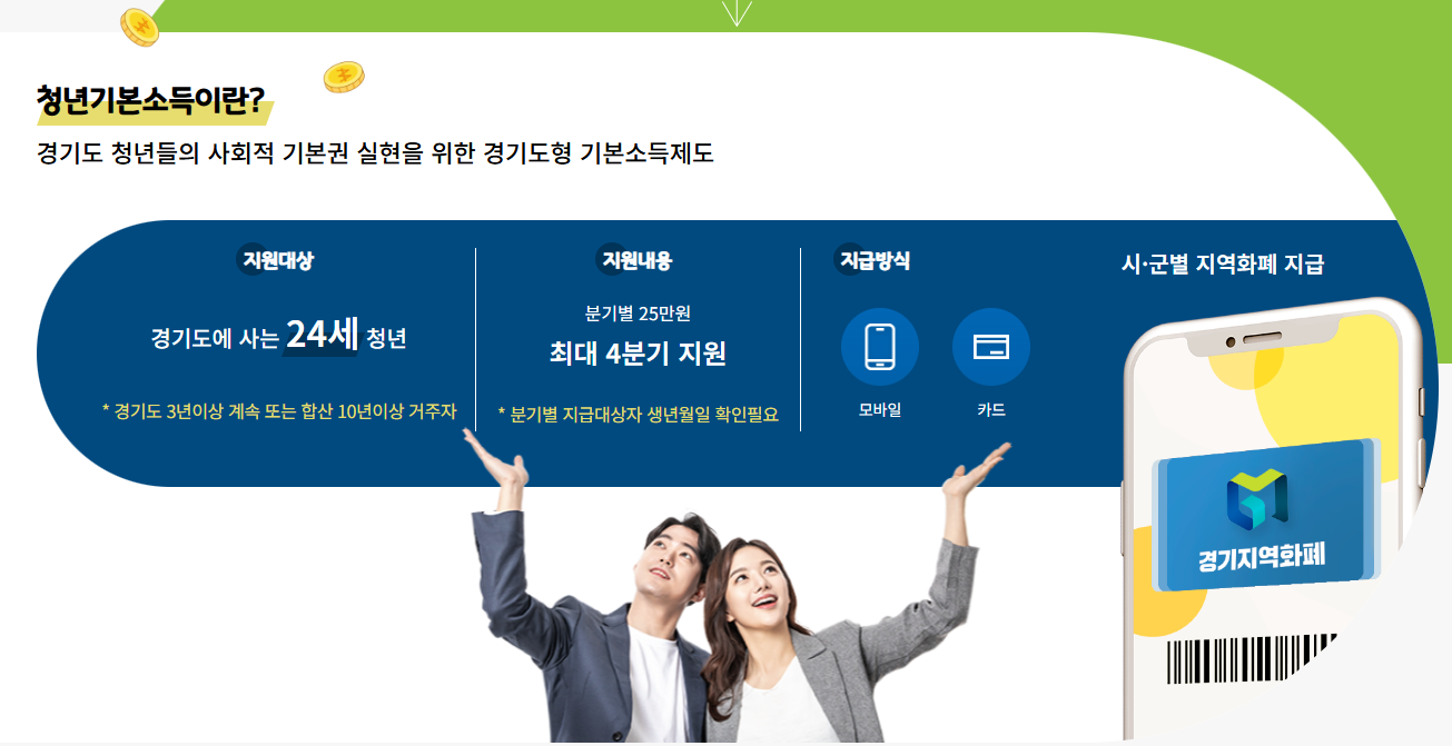 경기도 청년기본소득 안내: 지원대상,내용,신청방법,신청기간