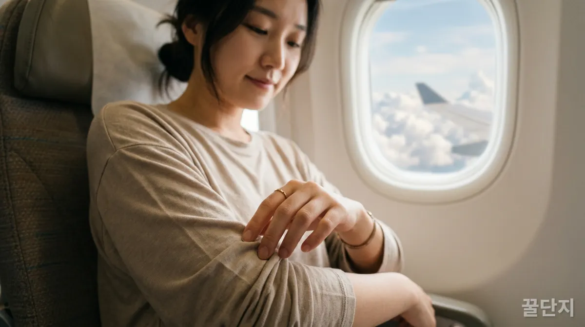 부드럽고 통기성 좋은 기내 패션 소재를 클로즈업한 이미지