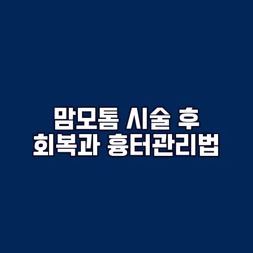 맘모톰 시술 후 회복과 흉터관리법
