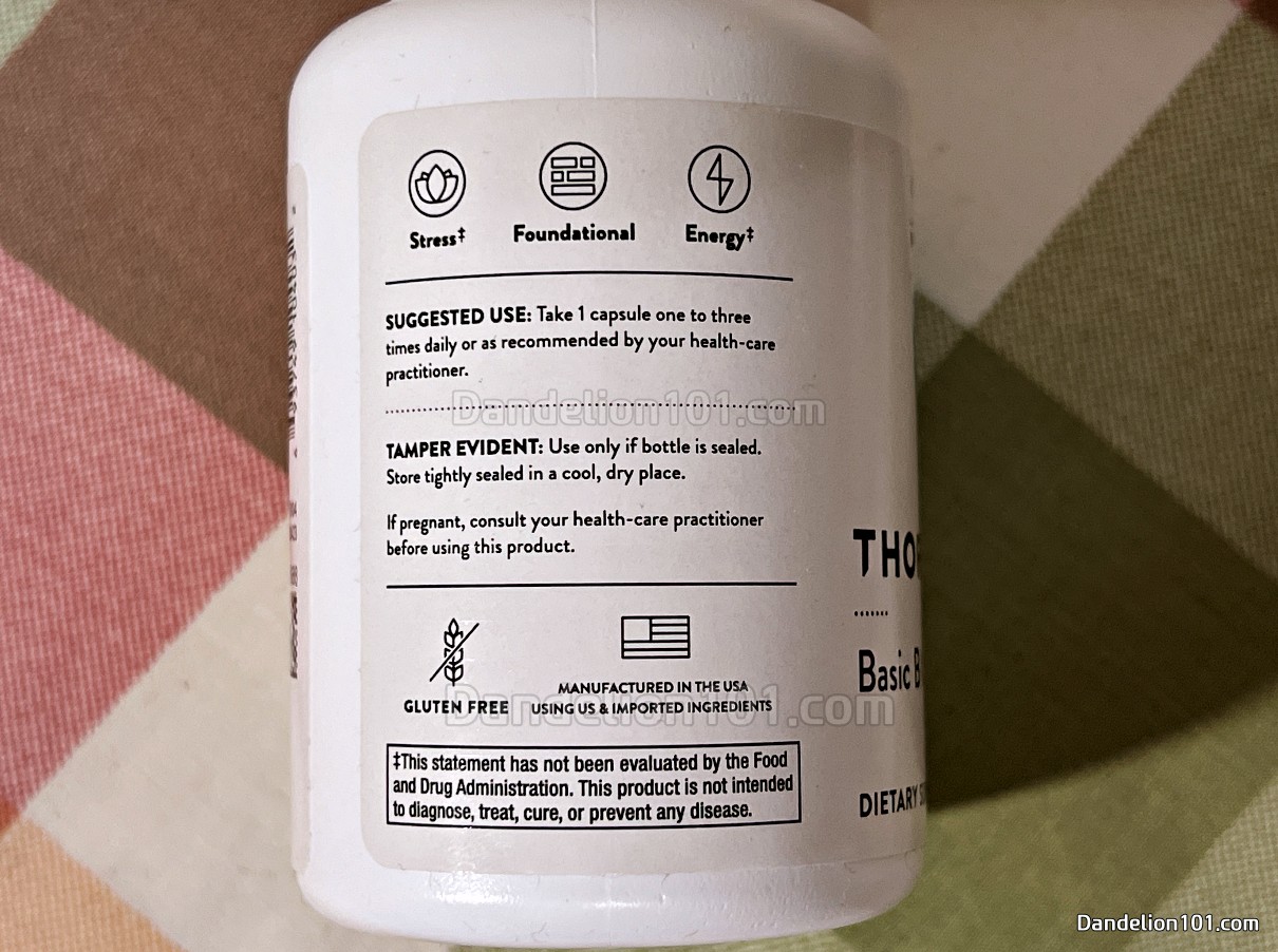 쏜 베이직 비타민 B 컴플렉스 섭취량 및 주의 사항