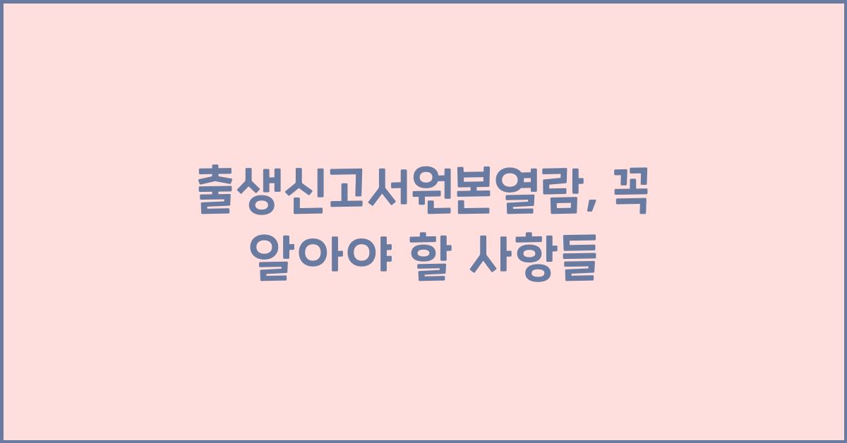 출생신고서원본열람