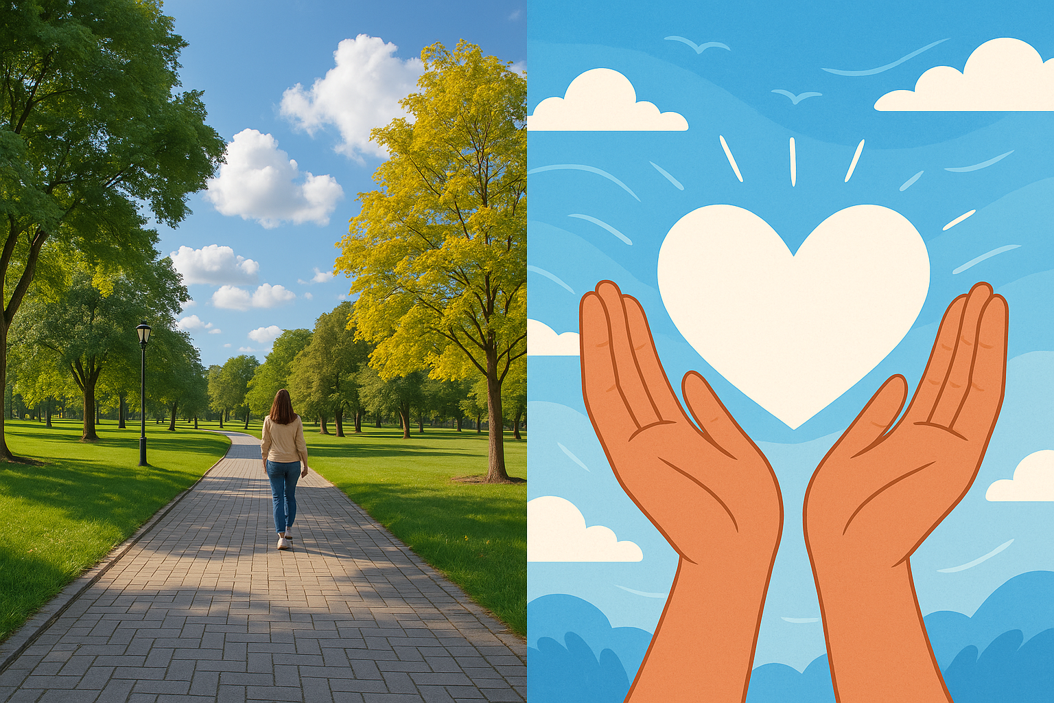 맑은 날 공원에서 산책하는 꿈