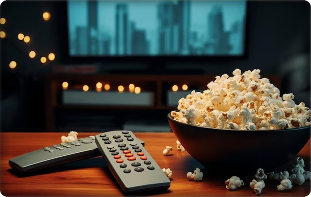 집에서 ott서비스로 영화 시청하는 사진