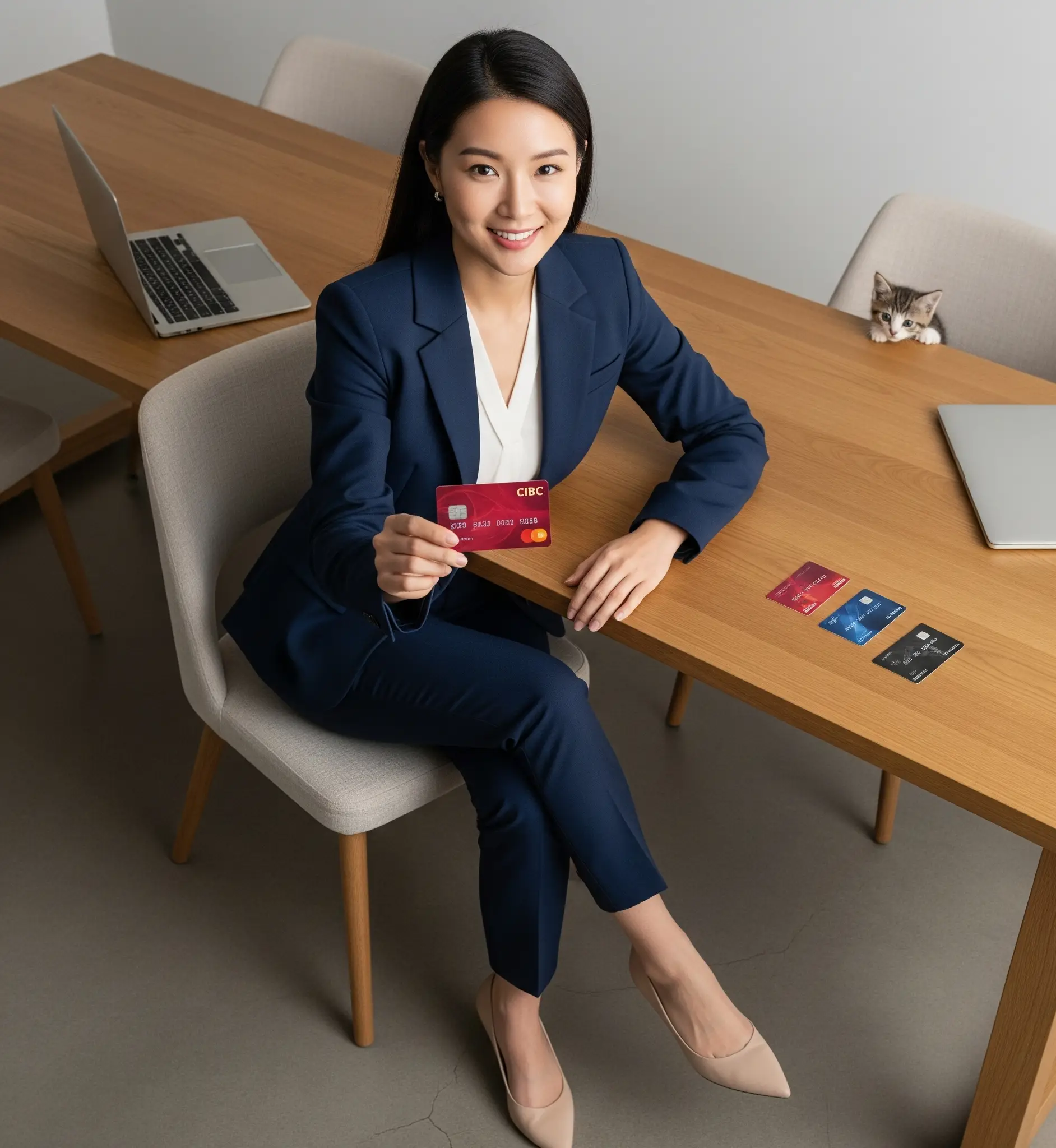 캐나다 연회비없는 신용카드 중 하나를 선택하고 카드 혜택을 기대하는 한국인의 모습