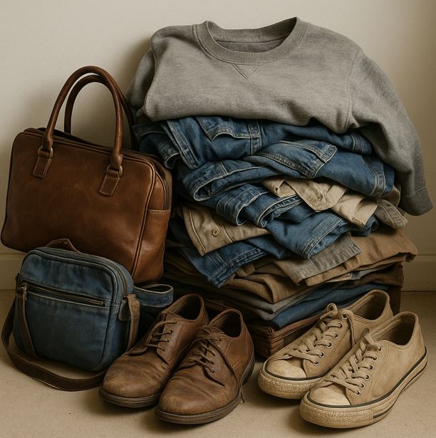 오래되서 버려야 할 헌옷과 가방, 신발
