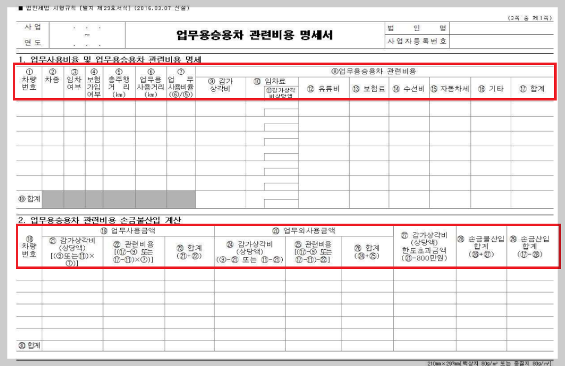 업무용승용차-운행일지