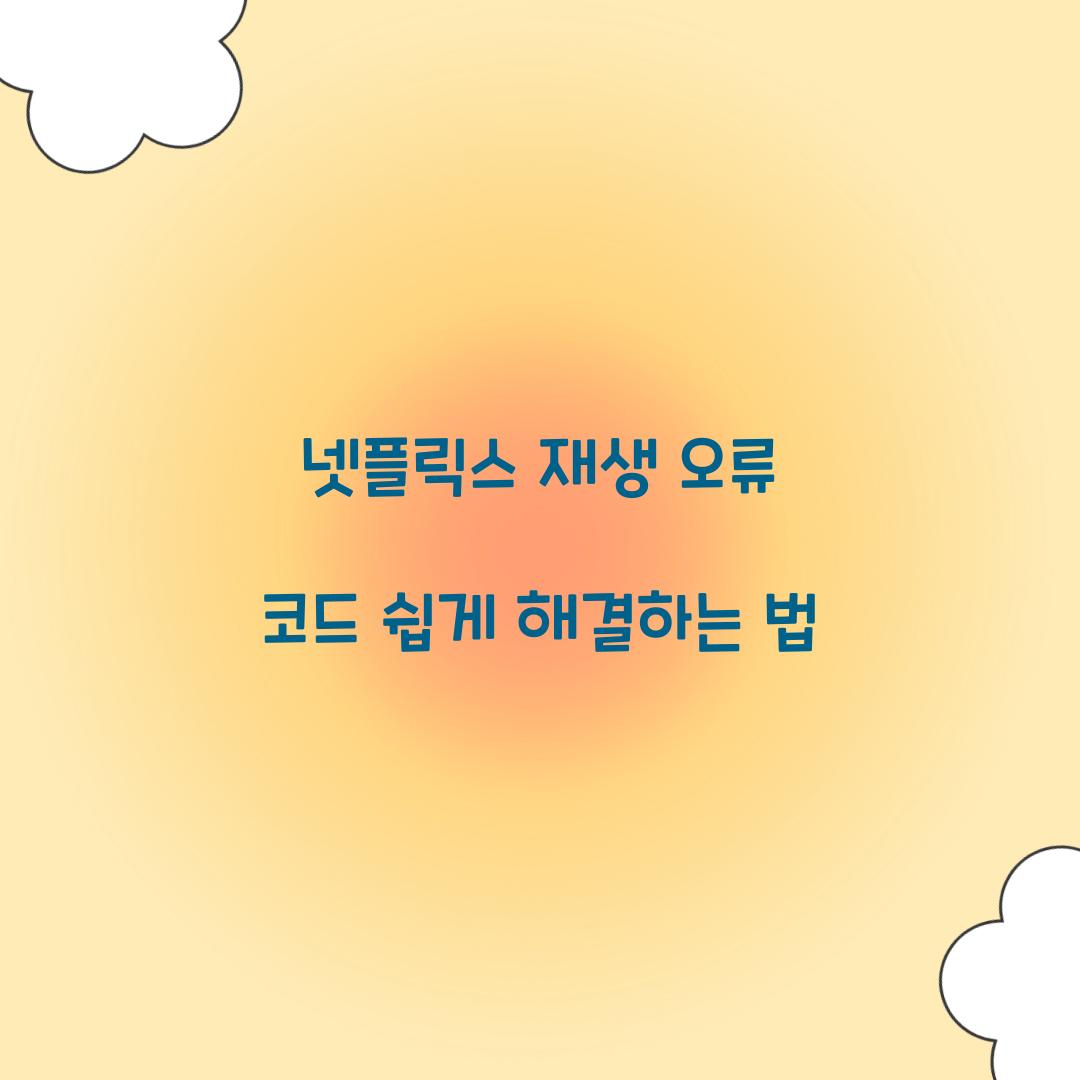 넷플릭스 재생 오류 코드