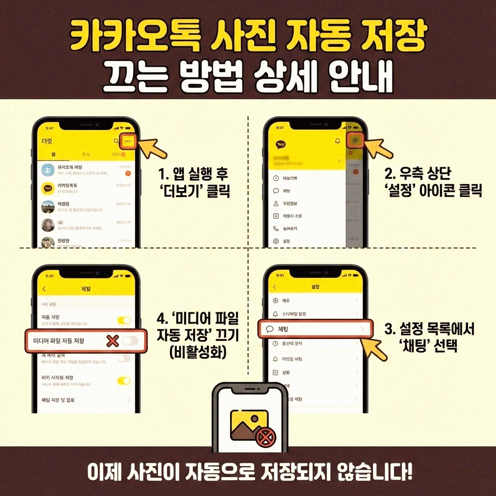 카카오톡 사진 자동 저장 안되게 하는 방법 궁금하신가요