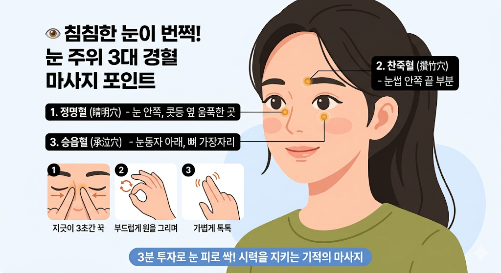 눈 주위 3대 경혈 마사지 포인트