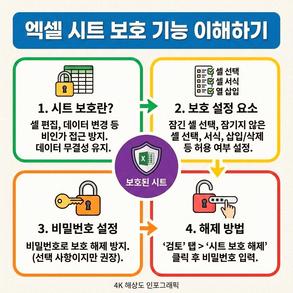 엑셀 시트 자동 보호 해제 어렵지 않아요