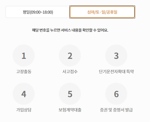 인터넷 콜센터 전용 연락처 안내 화면