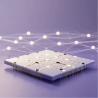 노벨물리학상2025: 거시적 양자터널링 현상, 조셉슨 접합을 활용한 초전도 양자칩을 칩 위의 격자 무늬로 상징적으로 나타낸 이미지.