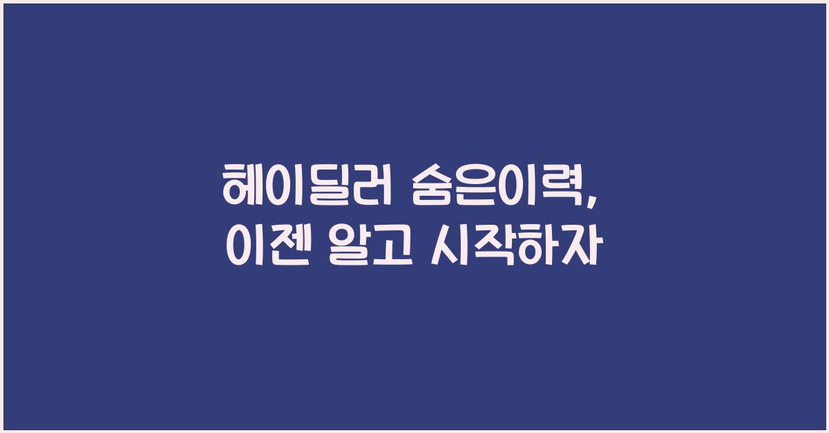 헤이딜러 숨은이력
