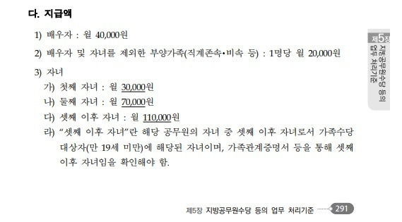 공무원 가족수당 지급 규정