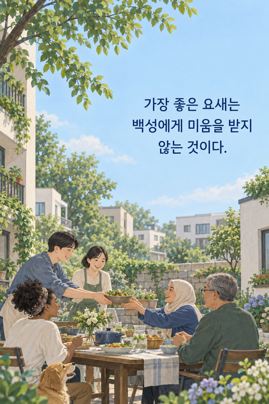 가장 좋은 요새는 백성에게 미움을 받지 않는 것이다. 문구가 담긴 세로형 이미지