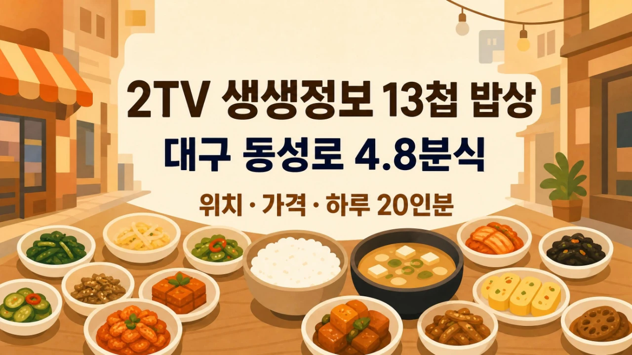 2TV 생생정보 13첩 밥상으로 소개된 대구 동성로 4.8분식 위치와 가격을 정리한 대표 이미지