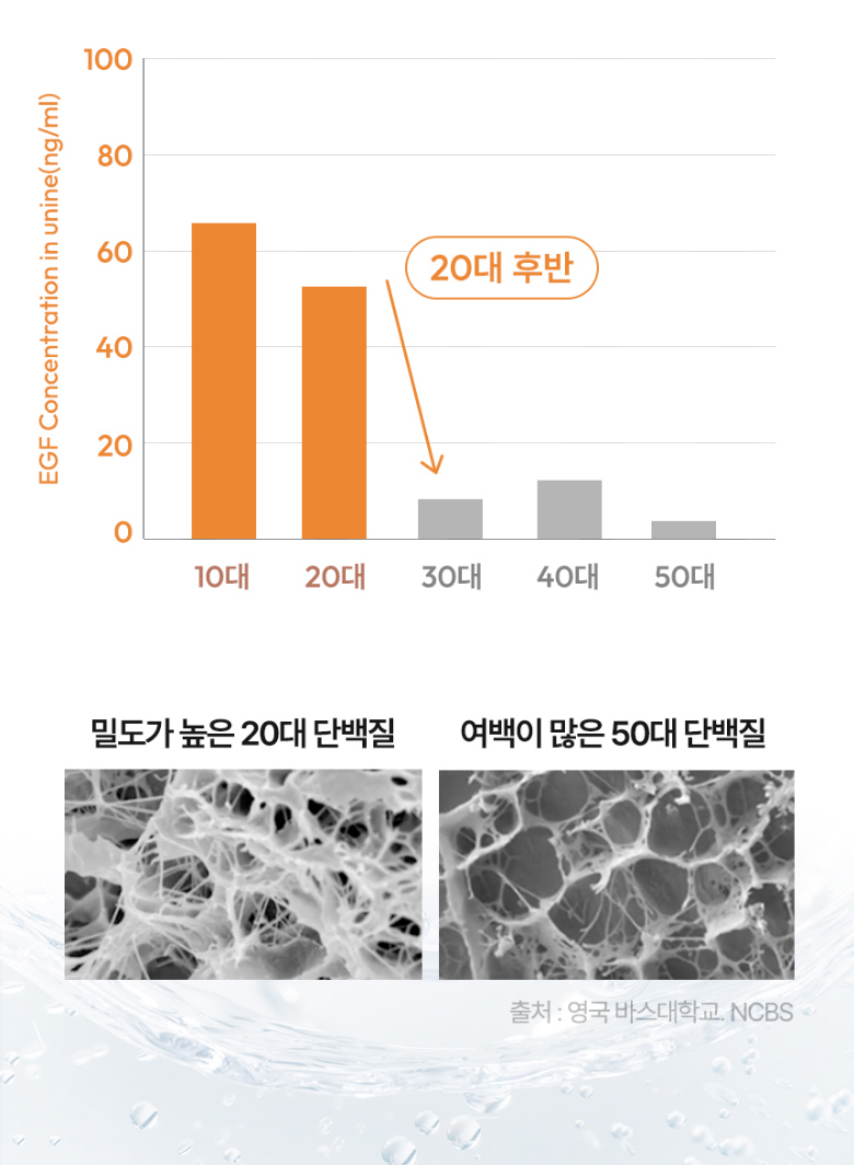 20대와 50대 피부 설명