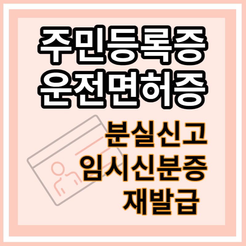 주민등록증 분실&#44; 운전면허증 분실