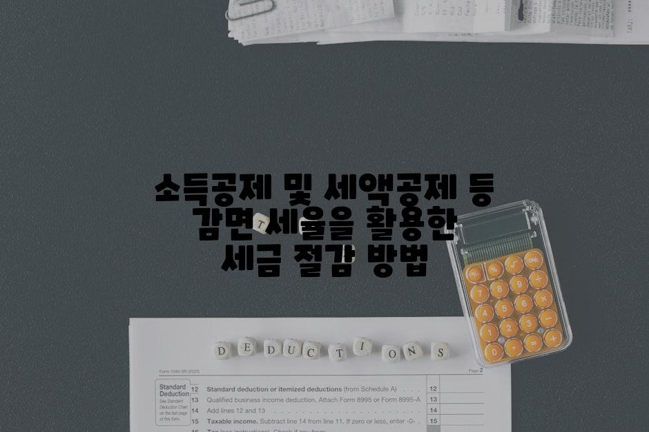 소득공제 및 세액공제 등 감면 세율을 활용한 세금 절감 방법