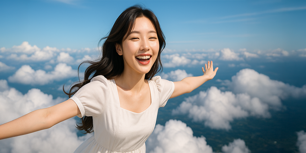 꿈에서 하늘을 날아다니는 여성