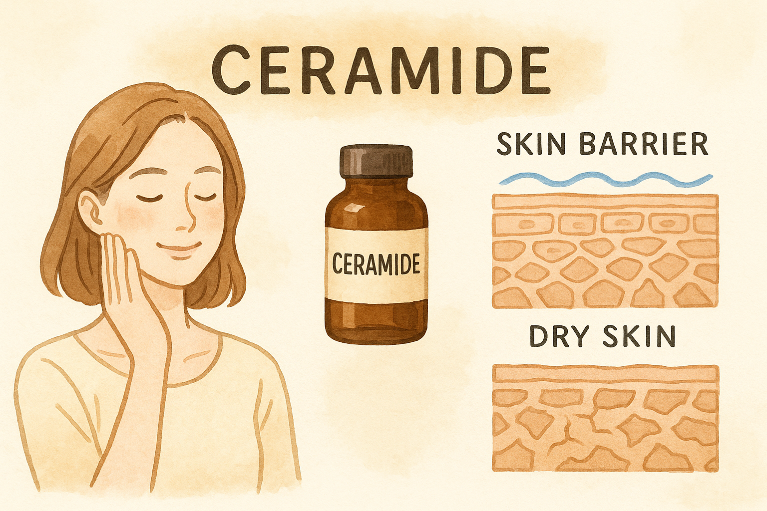 세라마이드가 피부에 촉촉함과 안정감을 준다.