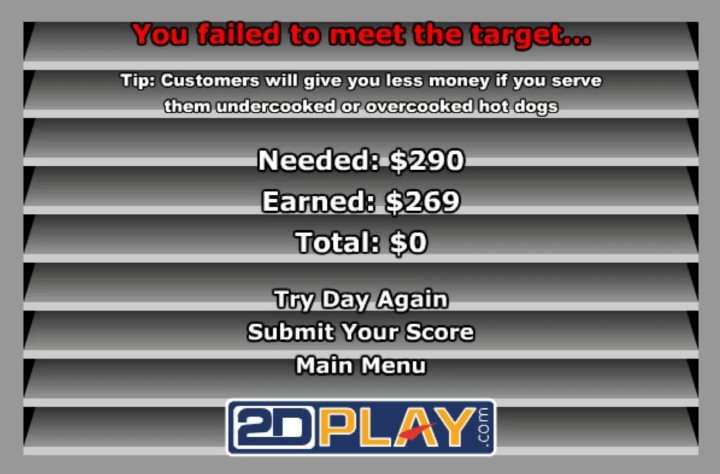 핫도그-부시-플래시게임-종료-화면