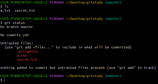 .gitignore에 파일을 추가하지 않았을 때