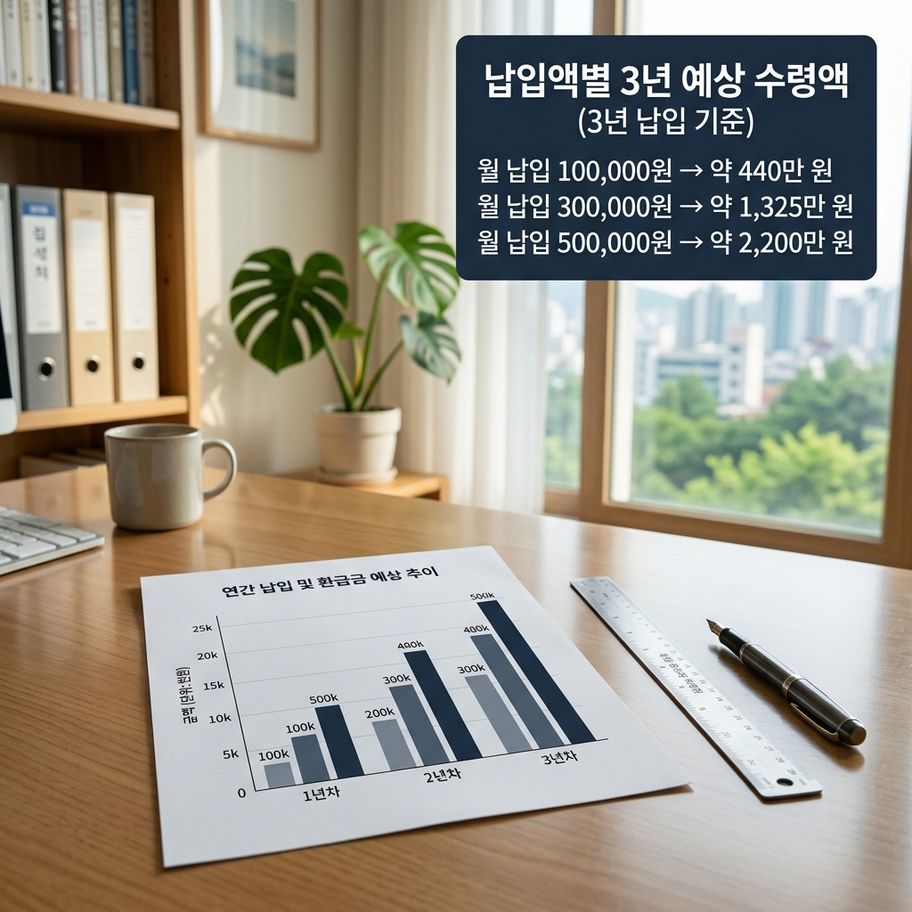 청년미래적금 납입금액별 예상 수령액 비교표