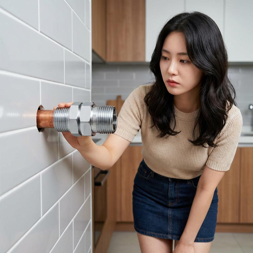 타일 덧방 후 싱크대 수전 연결 안 될 때 '서비스 니플' 활용법