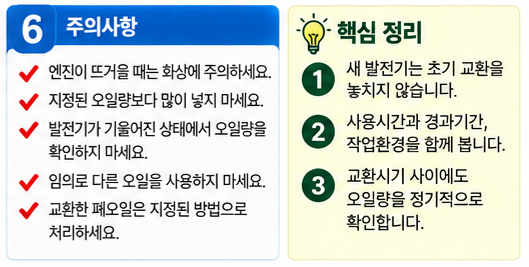 발전기 엔진오일 핵심 정리