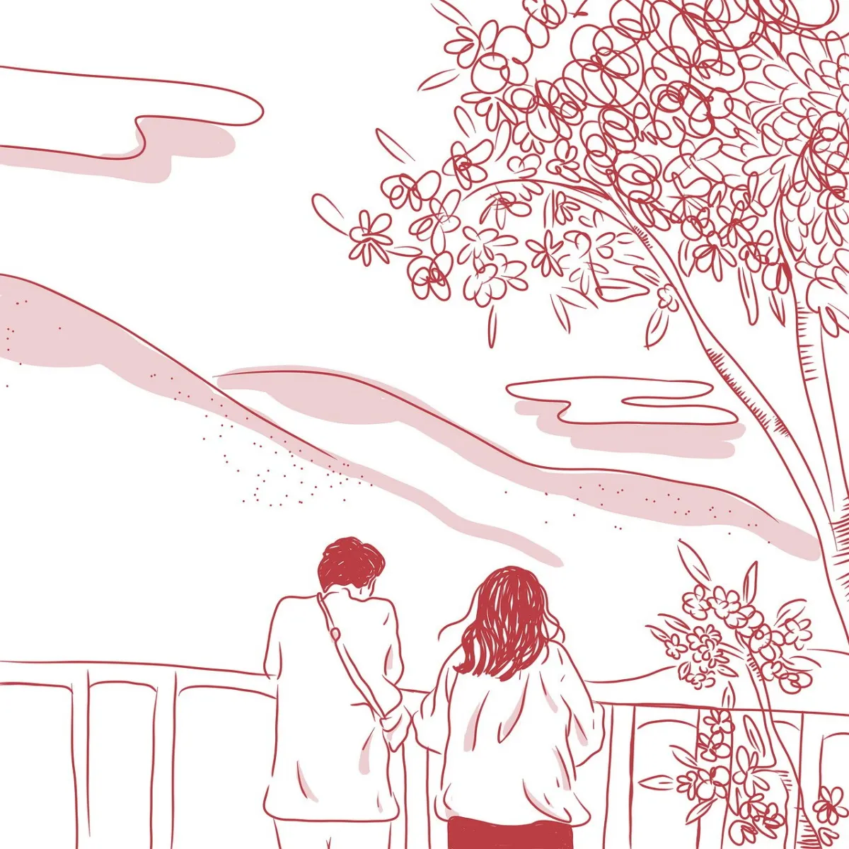 공원에-서있는-남녀커플-뒷모습