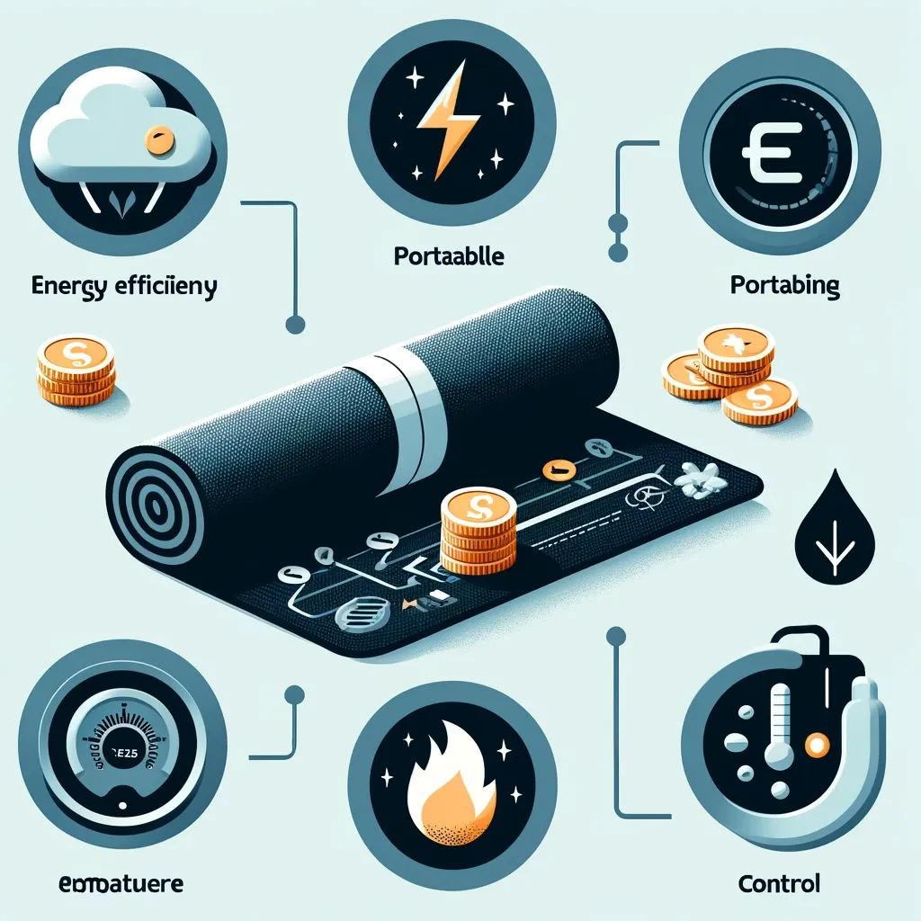 에너지 효율&amp;#44; 이동성&amp;#44; 디지털 온도 조절 등 카본매트의 장점을 강조하는 인포그래픽